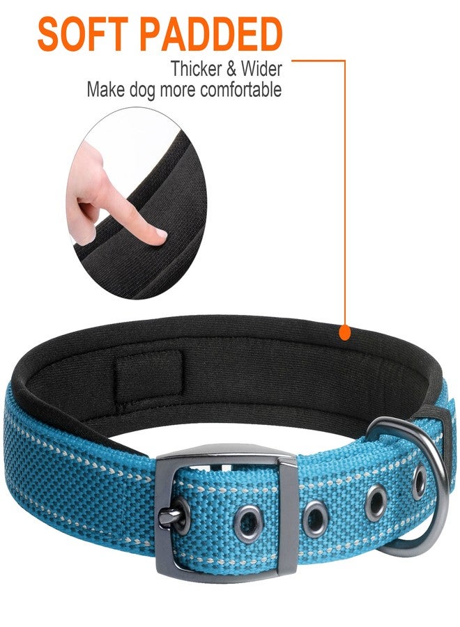 Fida Heavy Duty Dog Collar, Ultra Comfortable Soft Neoprene Padded, Adjustable Reflective Nylon Pet Collar with Durable Metal Belt Buckle for Medium Breeds (M, Blue) - Image 4